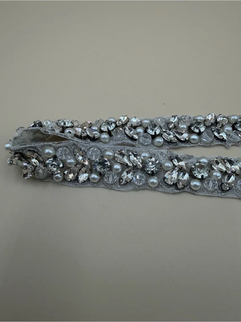 Sparkling Crystal Pearl Wedding Dress Belt Silver Bridal Sash NWT
